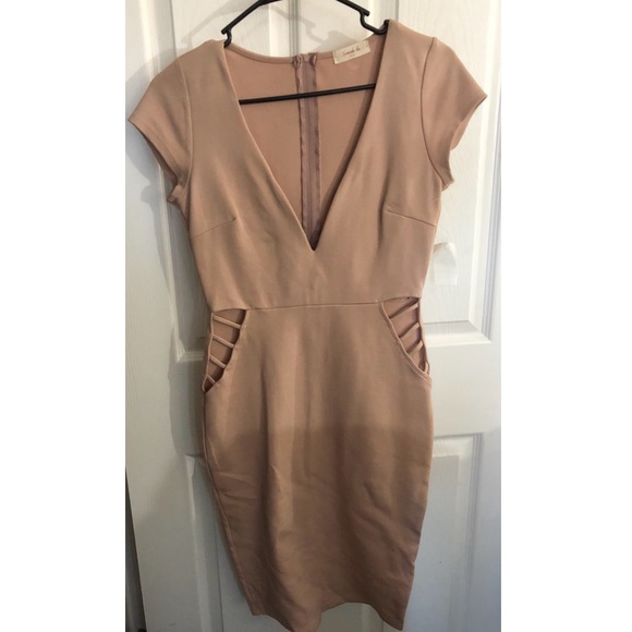 [Kohesion] Nude Bodycon midi dress - Picture 1 of 2
